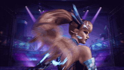 Woman With Ponytail Purple Background GIF
