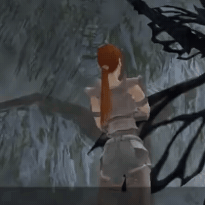 Woman With Ponytail Standing In Front Of Tree In Video Game GIF