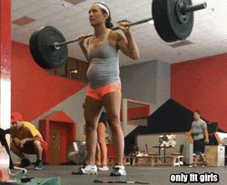 Woman With Pregnant Belly Lifting Barbell GIF