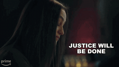 Woman With Prime Logo Says Justice Will Be Done GIF