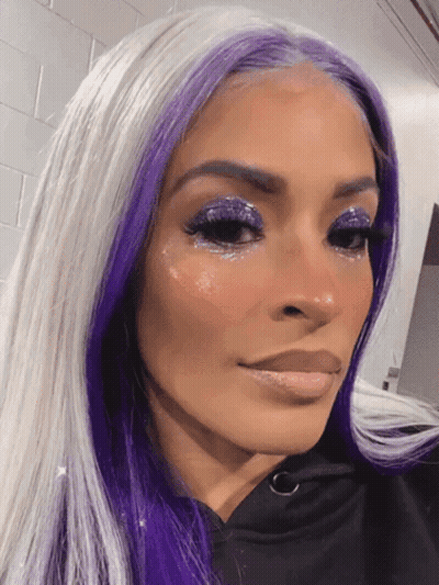 Woman With Purple And White Hair Close Up GIF