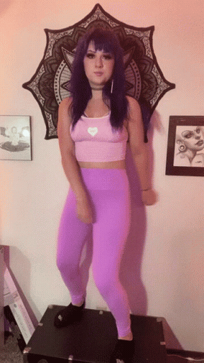 Woman With Purple Hair And Heart Top GIF