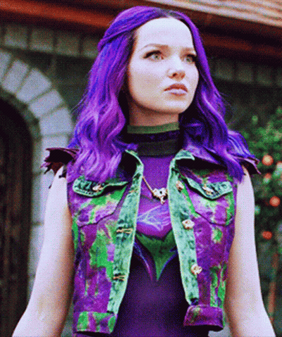 Woman With Purple Hair And Vest GIF