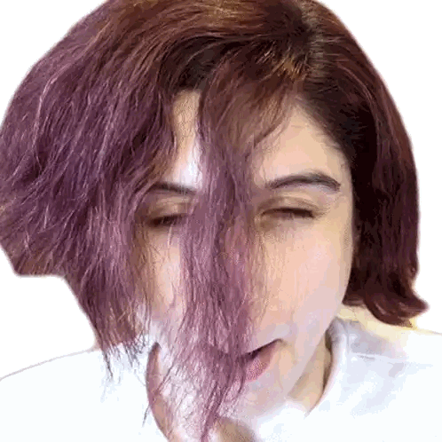 Woman With Purple Hair Covering Face Sticker