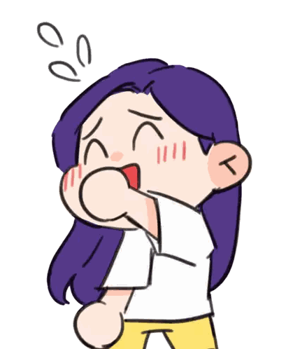 Woman With Purple Hair Covering Mouth Sticker