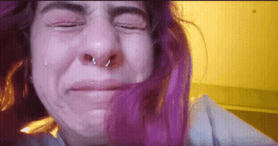 Woman With Purple Hair Crying And Nose Ring GIF