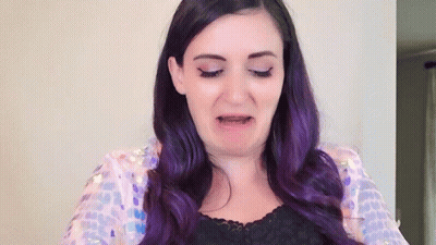 Woman With Purple Hair Crying Mouth Open