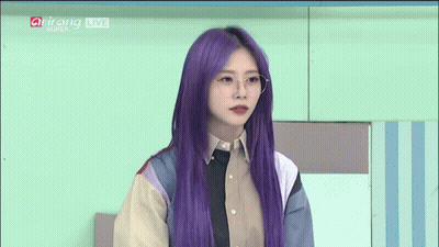 Woman With Purple Hair Giving Peace Sign Arirang Live GIF