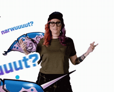Woman With Purple Hair Holding Narwuuuut GIF