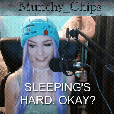 Woman With Purple Hair Munching Chips GIF