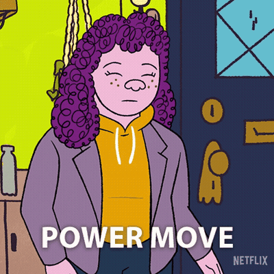 Woman With Purple Hair Saying Power Move GIF
