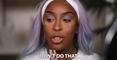 Woman With Purple Hair Says Don't Do That GIF