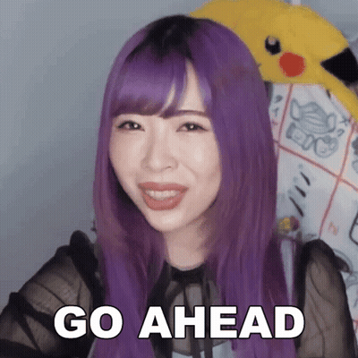 Woman With Purple Hair Says Go Ahead GIF