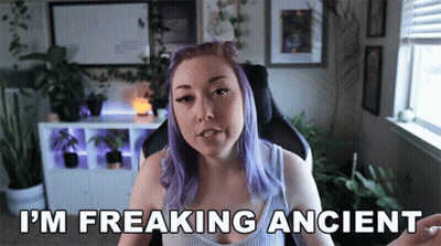 Woman With Purple Hair Says I'm Freaking Ancient GIF