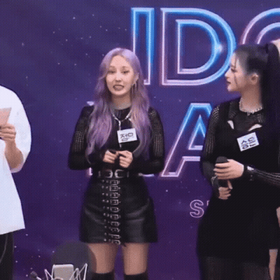Woman With Purple Hair Singing GIF