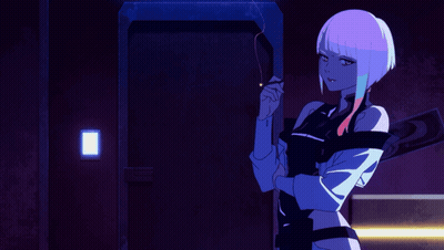 Woman With Purple Hair Smoking Cigarette GIF