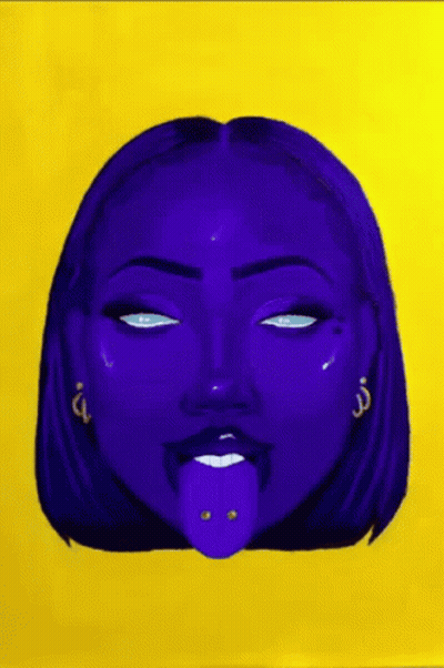 Woman With Purple Hair Tongue Sticking Out GIF