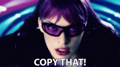 Woman With Purple Hair Wearing Sunglasses Saying Copy That GIF