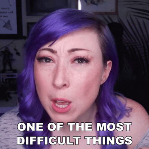 Woman With Purple Hair With One Of The Most Difficult Things On Face GIF
