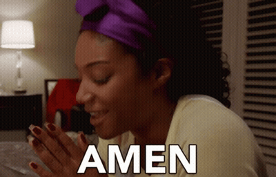 Woman With Purple Headband Praying Amen GIF