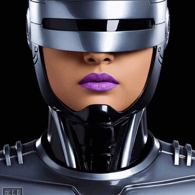 Woman With Purple Lips And Helmet Saying Occlo GIF