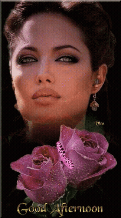 Woman With Purple Roses Good Afternoon GIF