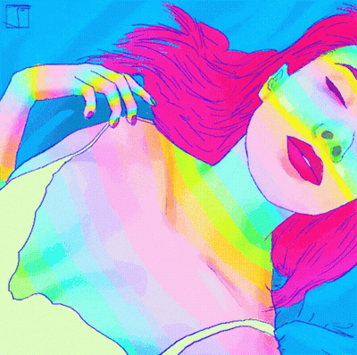 Woman With Rainbow Face GIF
