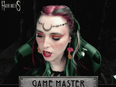 Woman With Red And Green Hair At Game Master Sign GIF