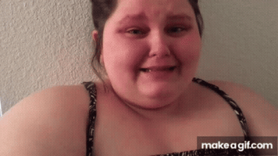 Woman With Red Eyes And Smiley Face GIF