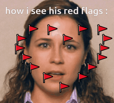 Woman With Red Flags Saying How I See His Red Flags GIF