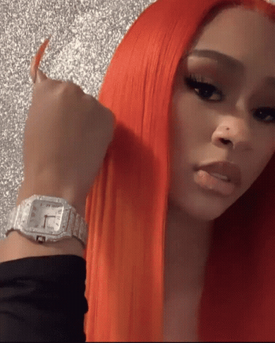 Woman With Red Hair And Silver Watch GIF