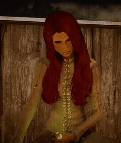 Woman With Red Hair Holding Glowing Object GIF