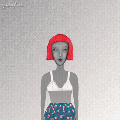 Woman With Red Hair Holding Sweater On Head GIF
