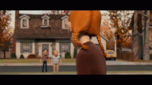 Woman With Red Hair In Front Of House GIF