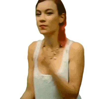 Woman With Red Hair In White Tank Top Sticker