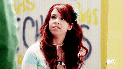 Woman With Red Hair Says Die Yellow Wall GIF