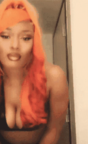 Woman With Red Hair Wearing Black Bra GIF