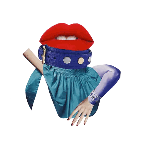Woman With Red Lips And Blue Collar Sticker