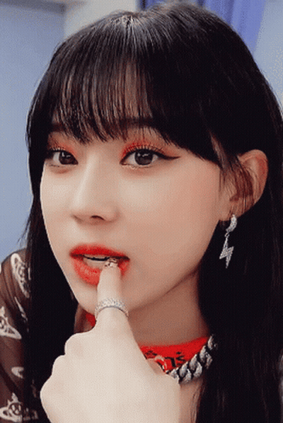 Woman With Red Lips And Ring GIF