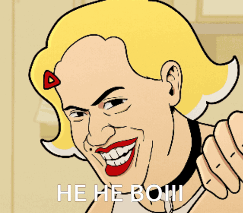 Woman With Red Lips Saying He He Boii GIF