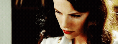 Woman With Red Lipstick Looking Down GIF