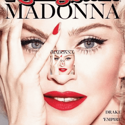 Woman With Red Lipstick On Madonna Magazine Cover GIF