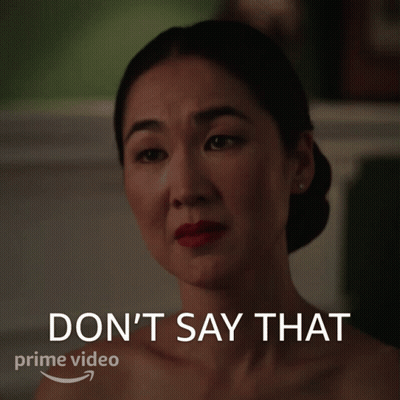 Woman With Red Lipstick Says Don't Say That GIF
