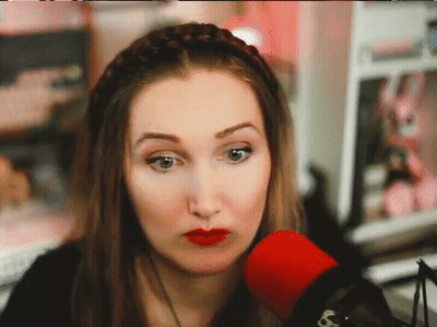 Woman With Red Lipstick Talking Into Microphone GIF
