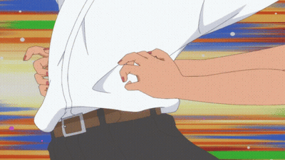 Woman With Red Nails Pulling Man's Shirt GIF