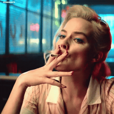 Woman With Red Nails Smoking Cigarette GIF