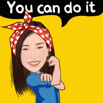 Woman With Red Polka Dot Headband Saying You Can Do It GIF