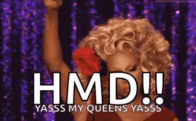 Woman With Red Rose In Hair Says HMD GIF