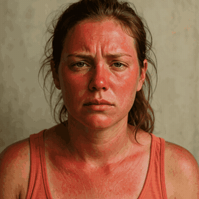 Woman With Red Spots And Red Tank Top GIF
