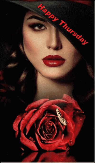 Woman With Rose Happy Thursday GIF